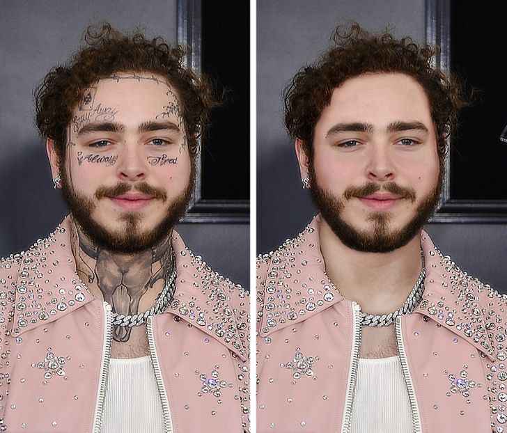 prompthunt post Malone without tattoos